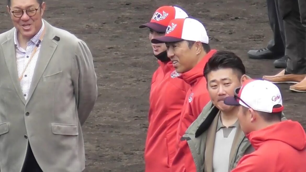 松坂大輔さん天福球場に！藤井コーチ、黒田さん、新井監督と談笑！広島カープ日南キャンプ2日目！2025年2月2日