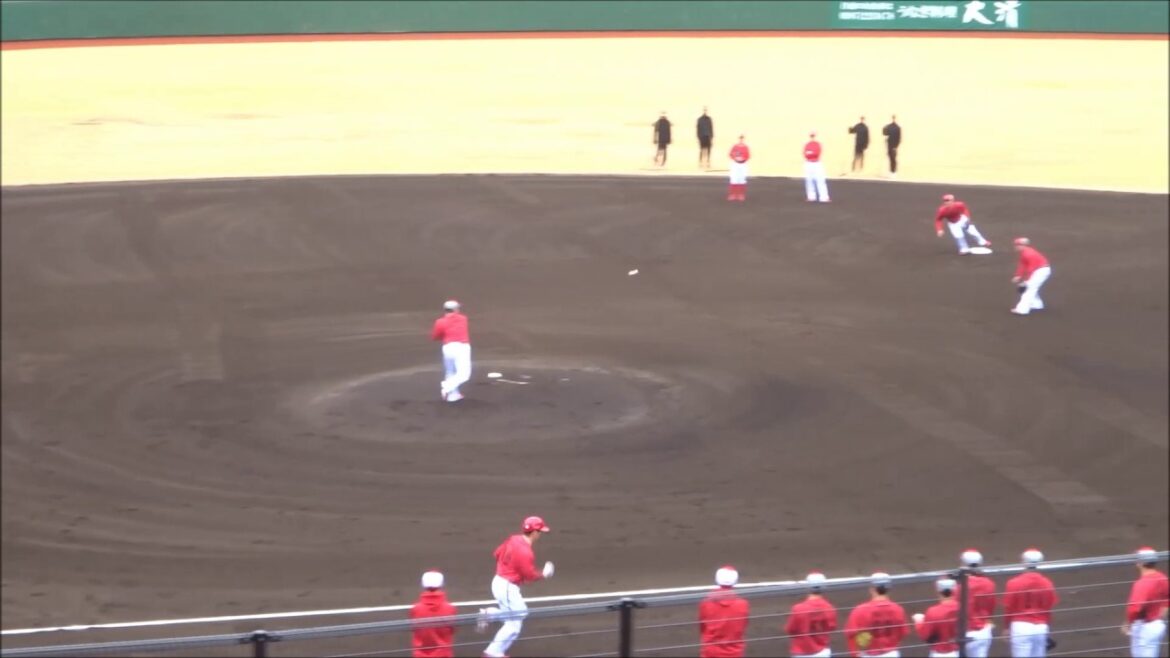 広島カープ・投内連携（投手：森浦大輔・益田武尚・塹江敦哉・松本竜也・アドゥワ誠・玉村昇悟・佐藤柳之介・岡本駿）～春季日南キャンプ（2025.02.02）～