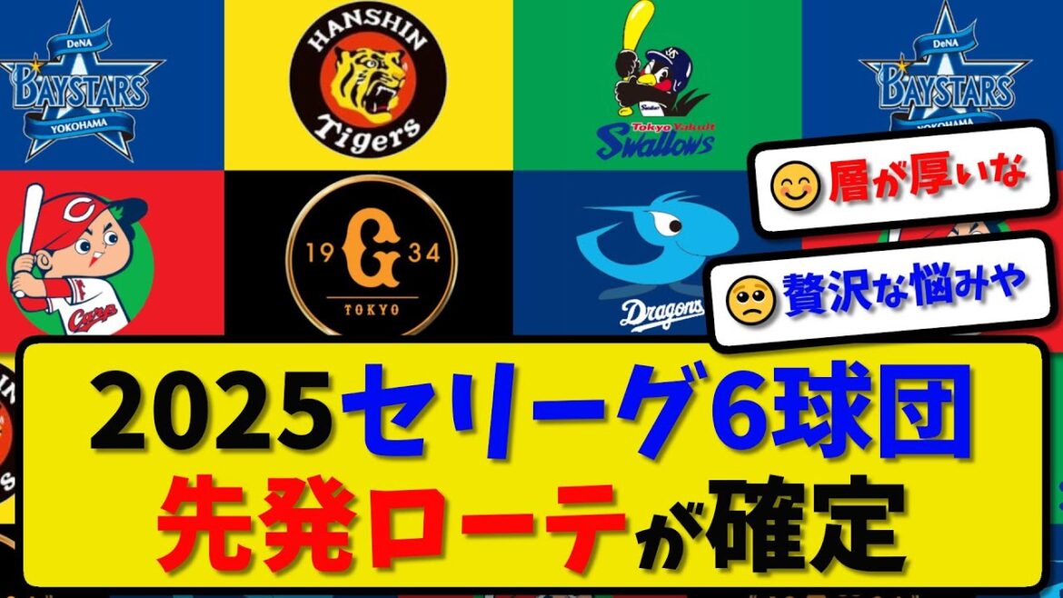 【先発ローテ6人】プロ野球2025セリーグ6球団 先発ローテーションが確定する…2月3日版【最新・反応集・なんJ・2ch】プロ野球