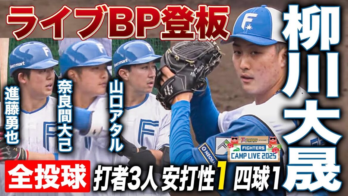 今季先発転向志望の柳川大晟ライブBP登板！打者3人安打性1四球1＜2/3ファイターズ春季キャンプ2025＞