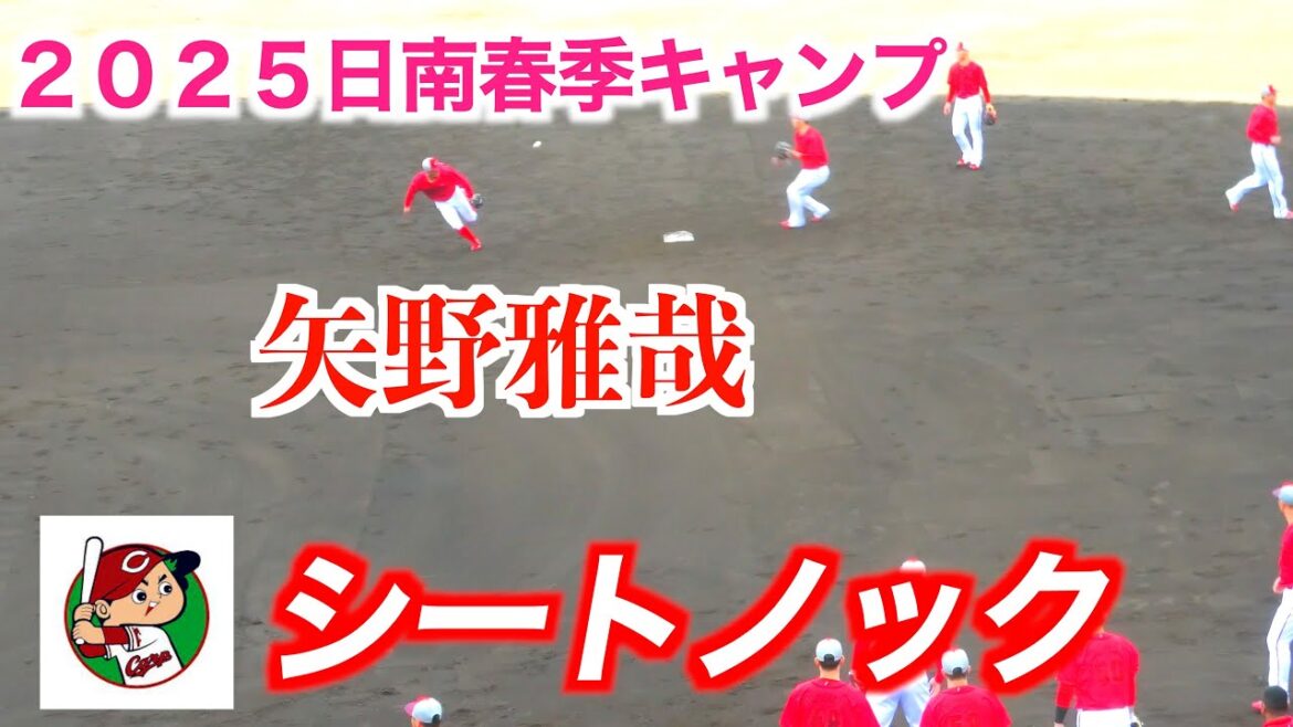 【新背番号での】ルーキー渡邉／新加入モンテロはファースト・山足はショート　広島東洋カープ　シートノック ！【２０２５春季日南】