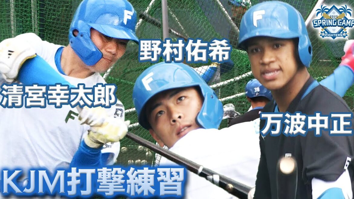 【春季キャンプ2025】万波中正・野村佑希・清宮幸太郎 打撃練習