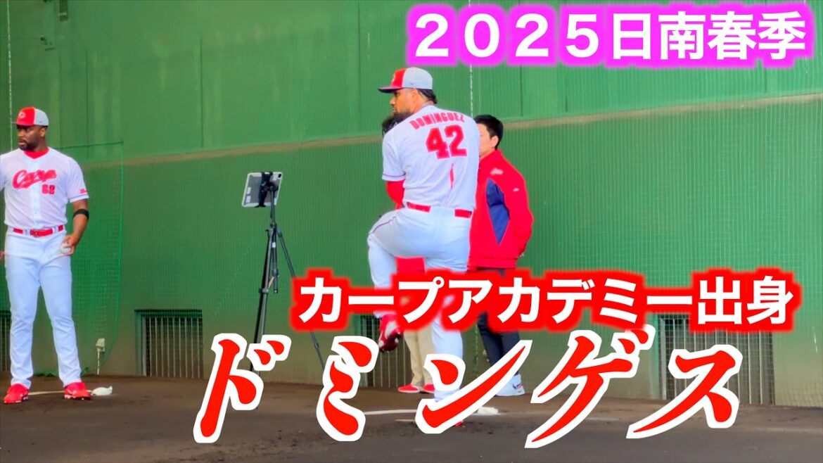 【カープアカデミー出身】ドミンゲス（広島東洋カープ）日南初ブルペン投球練習【２０２５春季日南】