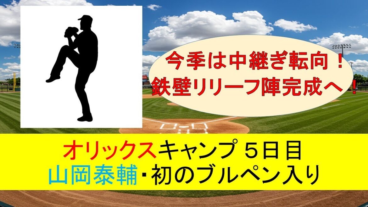 【オリックスキャンプ】最強リリーフ陣完成か!? 中継ぎ転向の山岡泰輔ブルペン入り