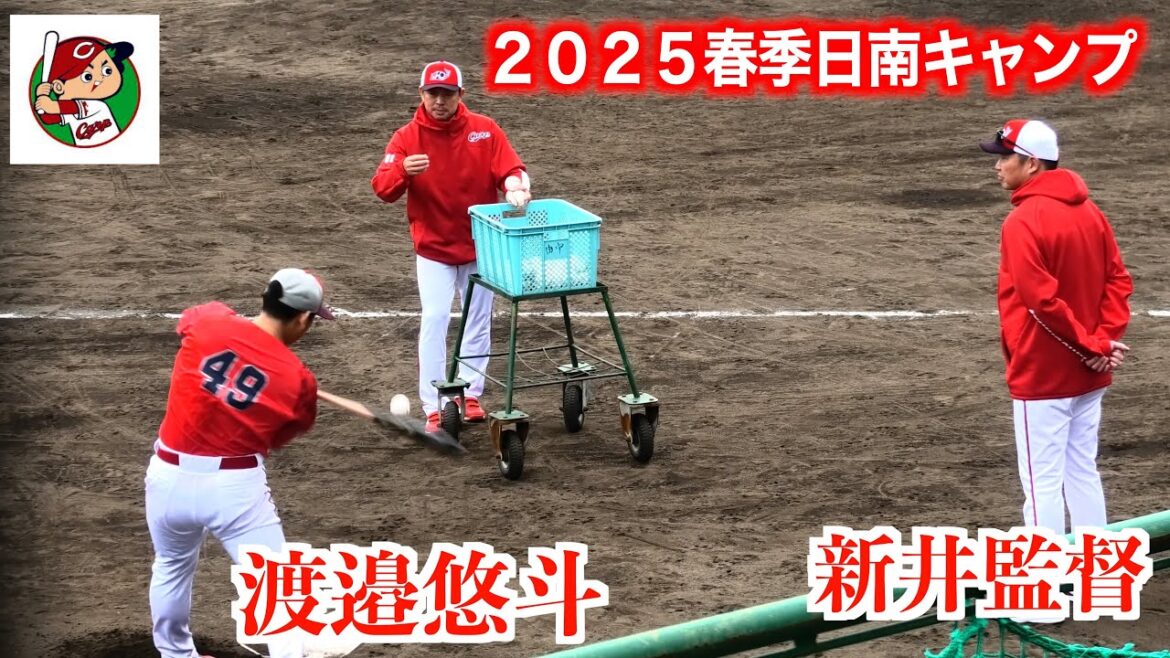 秋季から恒例のロングティー②（広島東洋カープ）打撃向上に期待！【２０２５春季日南】