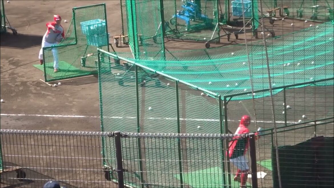 山足達也、フリーバッティング（2025.02.08）～広島カープ春季日南キャンプ～