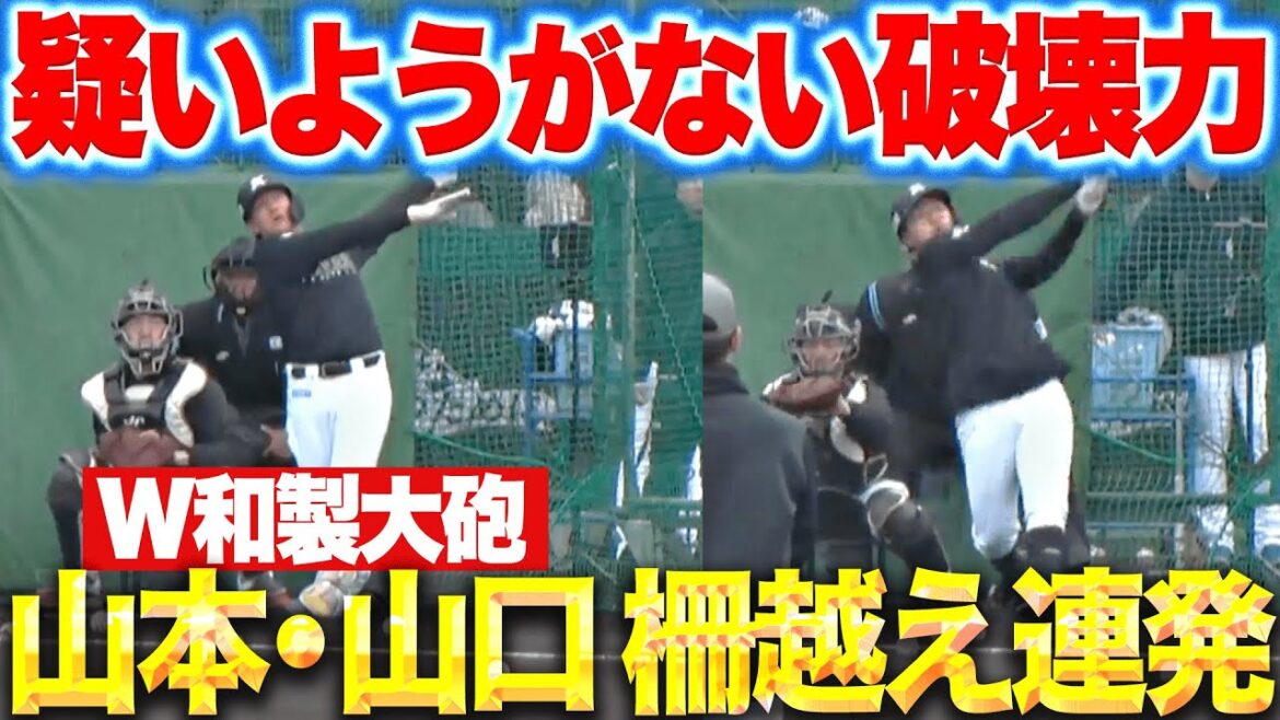 【W和製大砲】山本大斗・山口航輝『疑いようがない破壊力…フリー打撃で柵越え連発！』