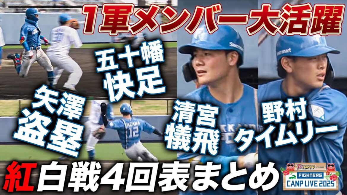 【役者揃い踏み】五十幡＆矢澤の快足/野村佑希タイムリーなど紅白戦4回表の攻撃まとめ＜2/9ファイターズ春季キャンプ2025＞