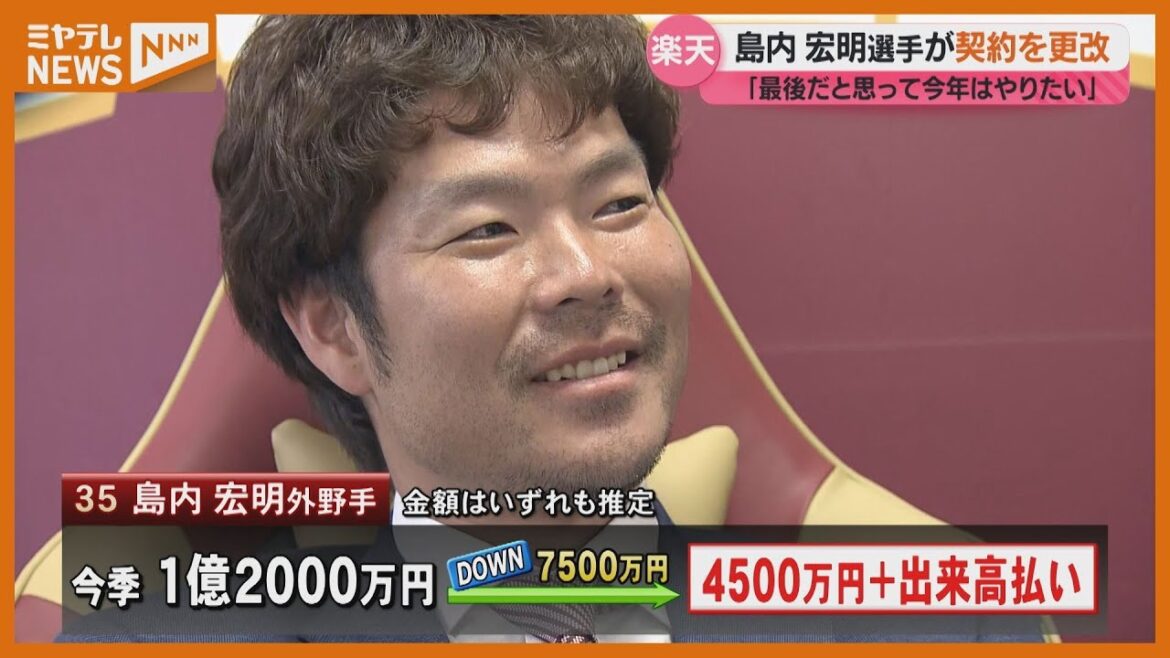 【楽天】「最後の気持ちで…」島内宏明選手が契約更改　色紙には”ラスト！”