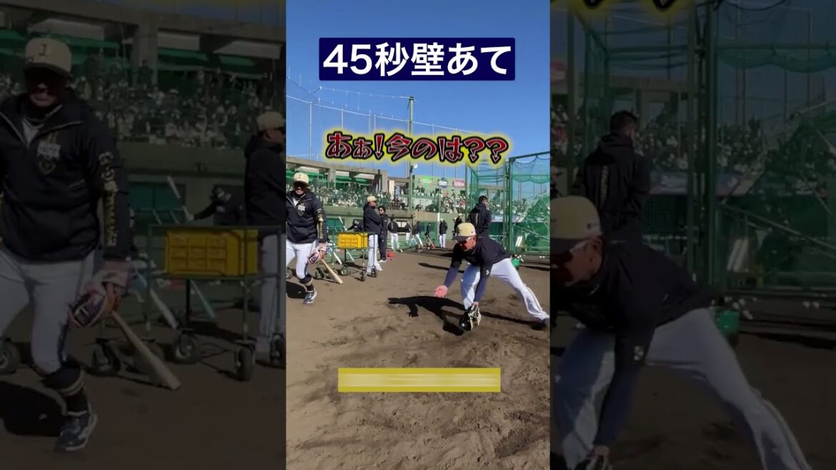 45秒壁あて⚾️ #西野真弘 #安達了一 #宮崎春季キャンプ #オリックス #壁あて #shorts