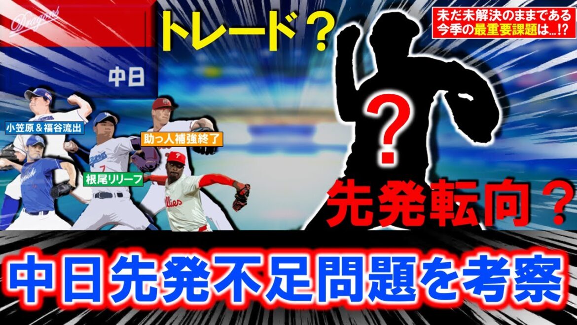 【先発転向？トレード？】中日先発問題不足を考察　小笠原や福谷が流出し、根尾もリリーフに回りさらに助っ人もリリーフ２人獲得で補強終了した中で未だ未解決の最重要課題である先発は一体どう埋める！？