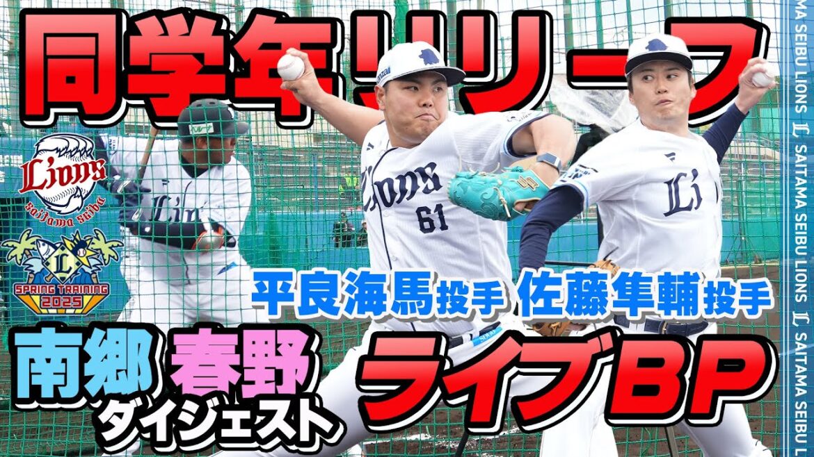 安定の半袖投球！平良海馬投手＆佐藤隼輔投手ライブBP初登板【南郷・春野春季キャンプ第3クール2日目】