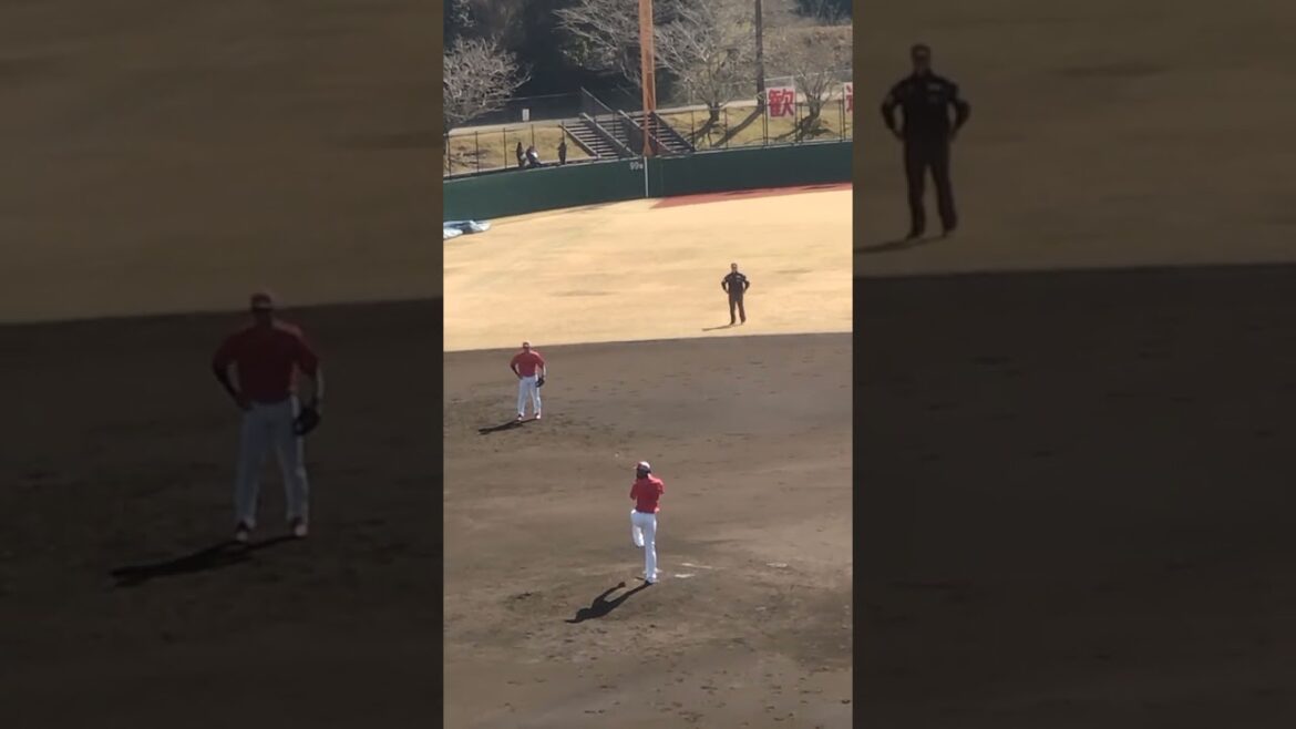 広島カープ #アドゥワ誠投手、紅白戦での #投球練習