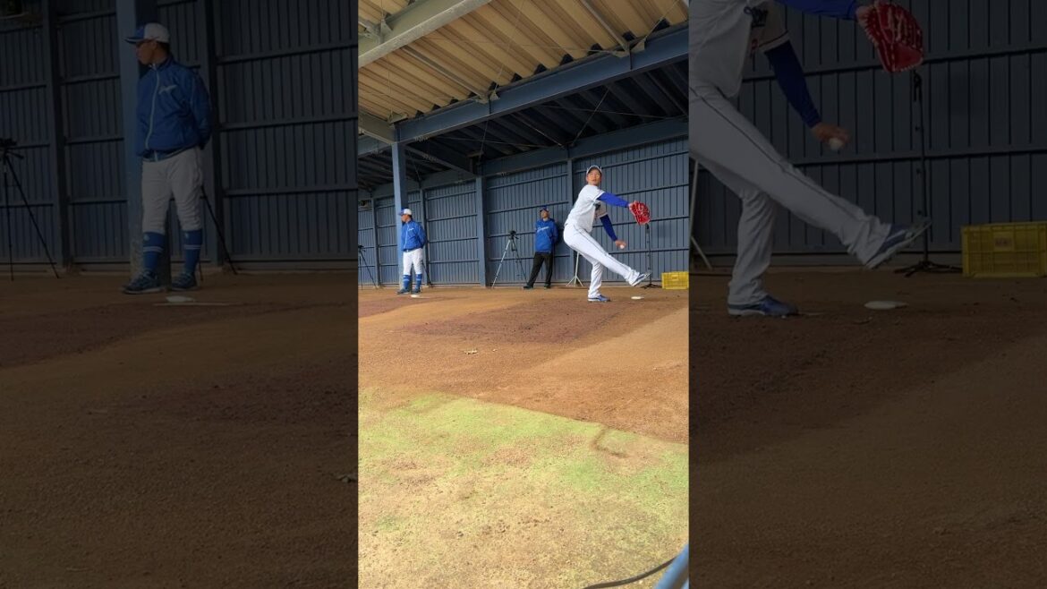 【投手・岡田俊哉】投球フォームのスロー映像 【5時スタ】 #中日ドラゴンズ #沖縄キャンプ #岡田俊哉 #shorts