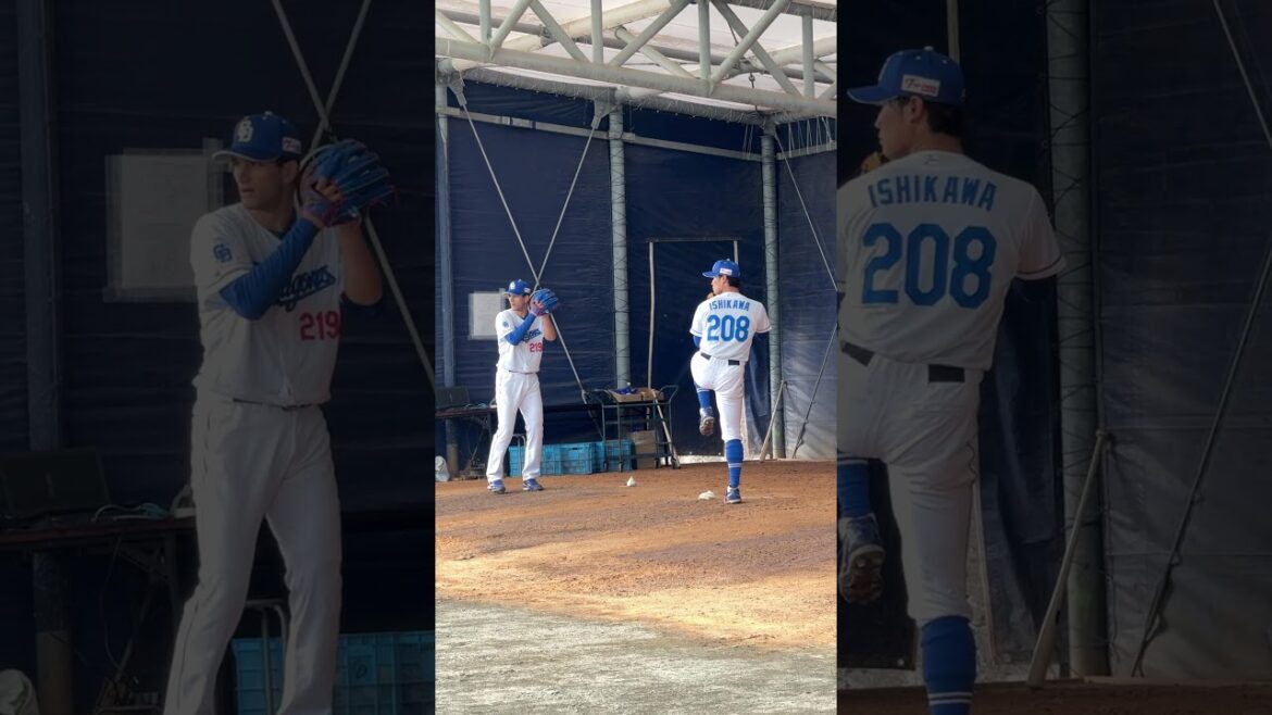 【投手・石川翔】投球フォームのスロー映像 【5時スタ】 #中日ドラゴンズ #沖縄キャンプ #石川翔 #shorts
