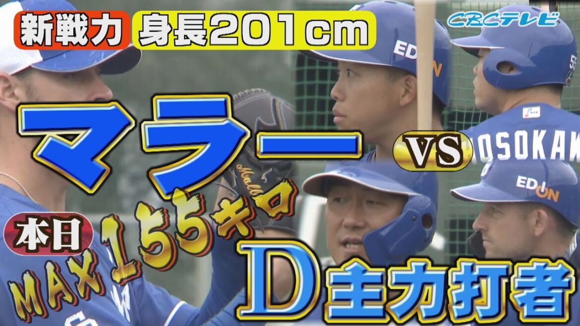 身長201cm!新戦力・マラーが竜の主力と対戦!本日のMAXはなんと155キロ!【2025中日ドラゴンズキャンプ2月13日】 身長201cm!新戦力・マラーが竜の主力と対戦!本日のMAXはなんと155キロ!【2025中日ドラゴンズキャンプ2月13日】
