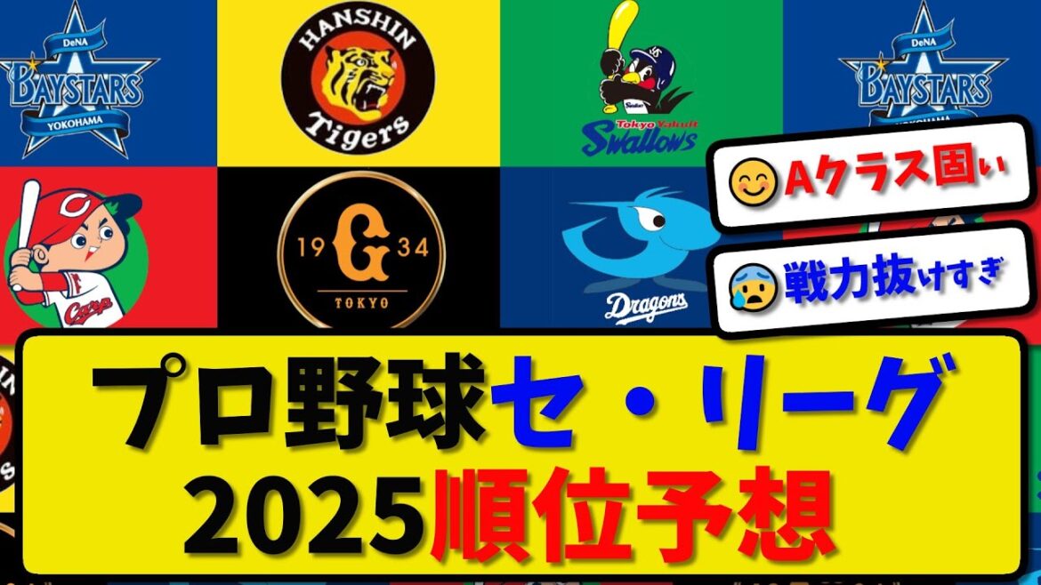 【順位予想】プロ野球セリーグ2025順位予想…2月13日版…キャンプ前半終了&練習試合開始【最新・反応集・なんJ・2ch】プロ野球