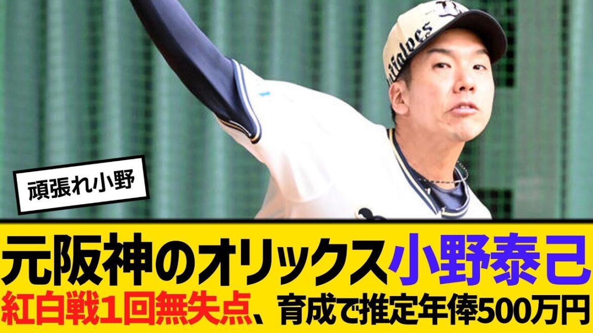 元阪神のオリックス小野泰己、紅白戦1回無失点、育成で推定年俸500万円 【ネットの反応】【反応集】 元阪神のオリックス小野泰己、紅白戦1回無失点、育成で推定年俸500万円 【ネットの反応】【反応集】