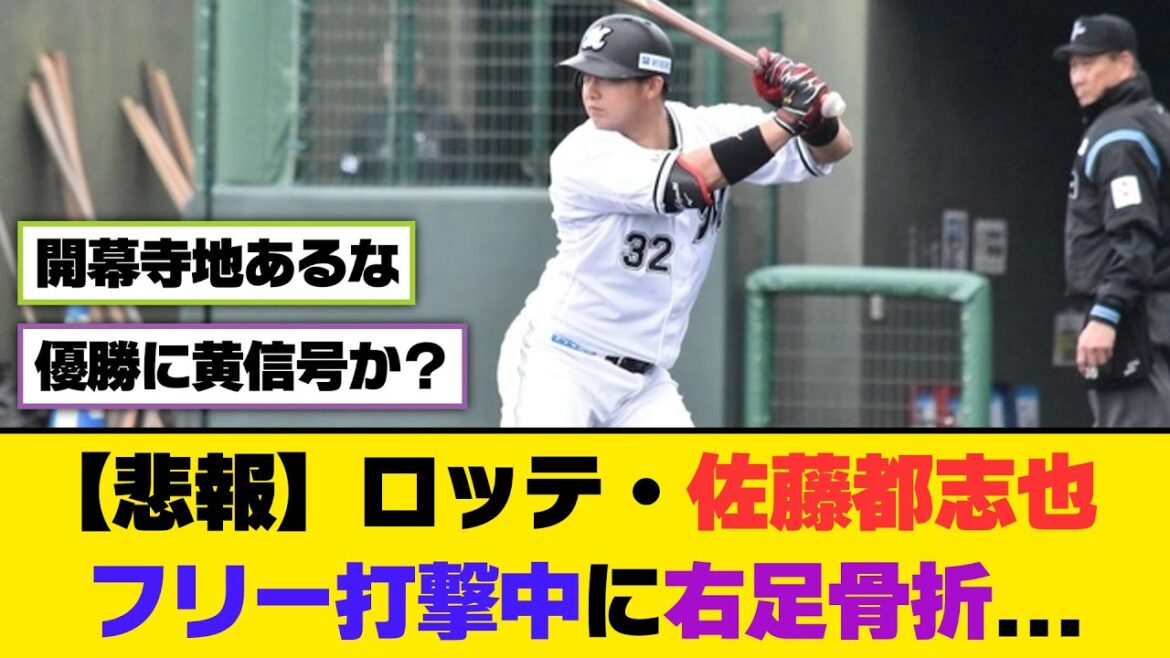 【悲報】ロッテ・佐藤都志也、フリー打撃中に右足骨折...【5ch/2ch】【なんj/なんg】【反応集】