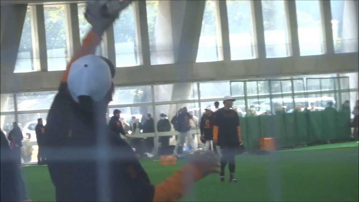 長野久義、丸佳浩、ヘルナンデス選手、木の花ドームでの守備練習