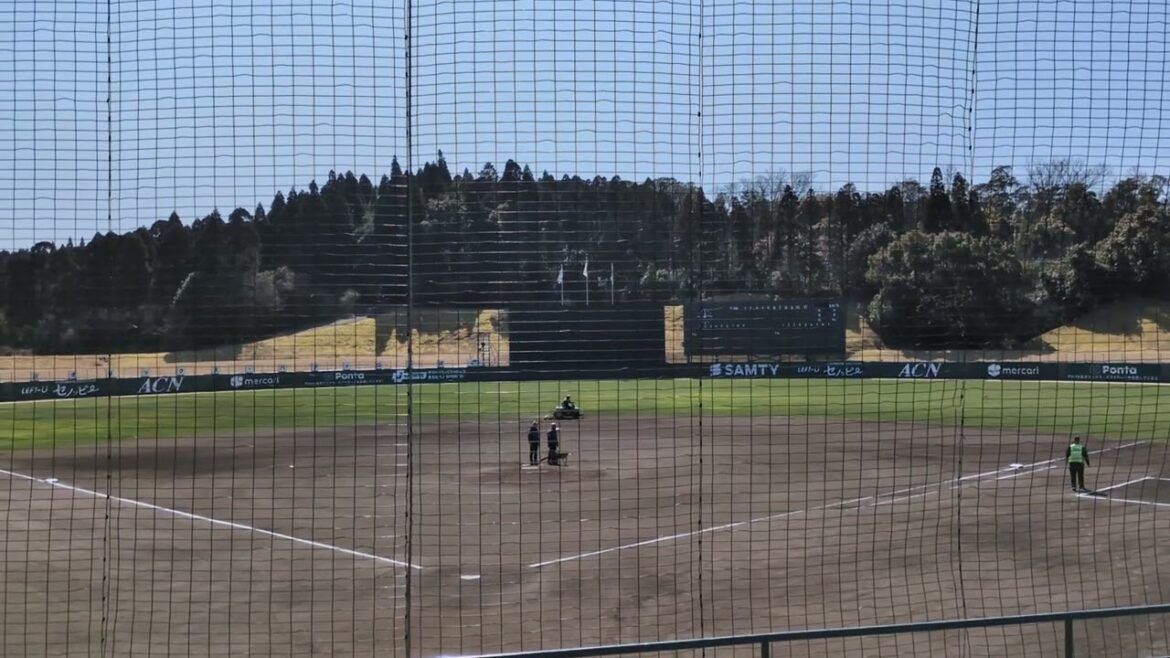 2月17日、オリックスキャンプ　『紅白戦　スターティングメンバー発表アナウンス（スコアボード無し）』