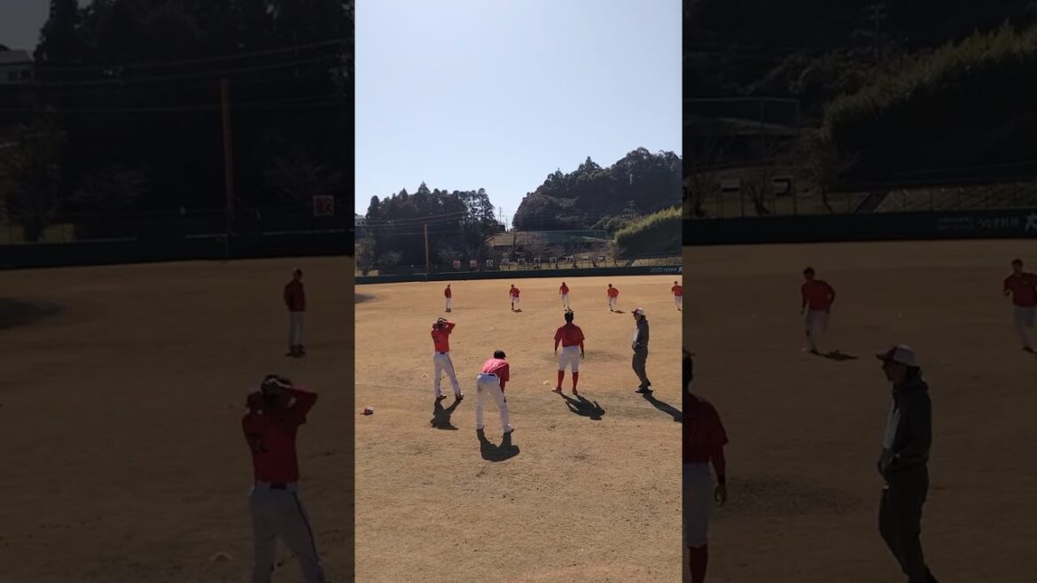 #カープ春季キャンプ2025 シャトルラン #佐々木泰 #大盛穂 #久保修 #名原典彦 #安竹俊喜