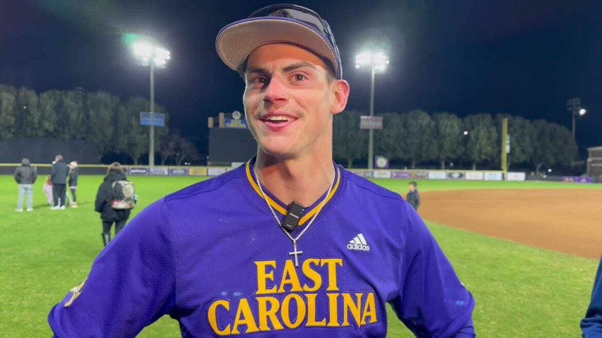 ECU Baseball Infielder Dixon Williams after the opening day doubleheader against George Mason