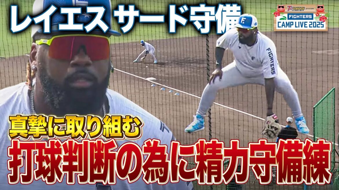 レイエスがサード守備練習 森本稀哲コーチのノックを受ける＜2/17ファイターズ春季キャンプ2025＞