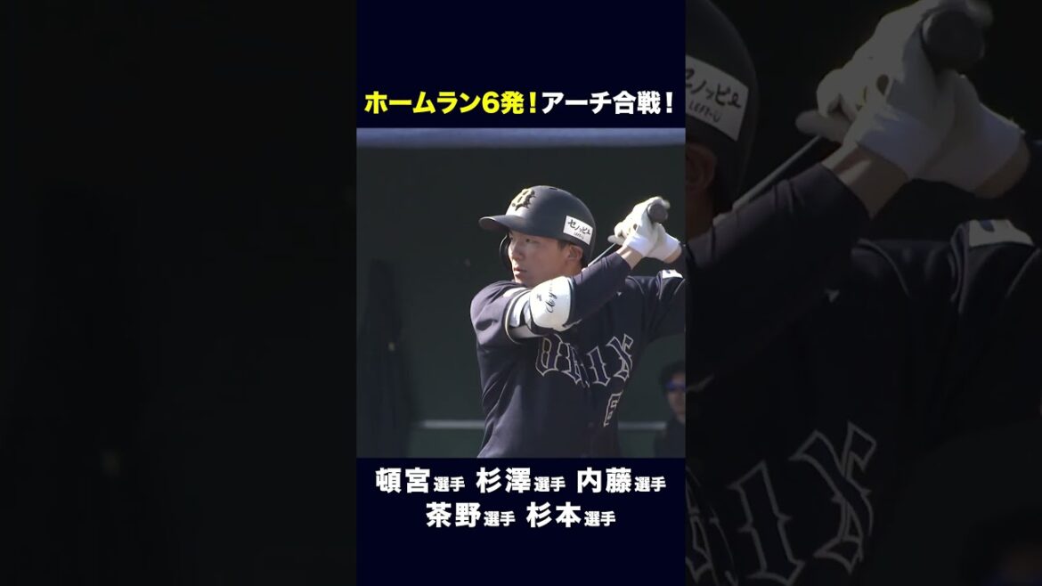 ホームラン6発！アーチ合戦！  #頓宮裕真 #杉澤龍 #内藤鵬 #茶野篤政 #杉本裕太郎 #ホームラン #宮崎春季キャンプ #オリックス #紅白戦  #shorts