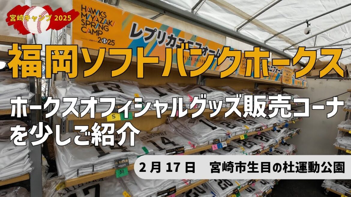 【宮崎キャンプ2025】2月17日の福岡ソフトバンクホークスの様子～ホークスオフィシャルグッズ販売コーナーを少しご紹介【宮崎市生目の杜運動公園】