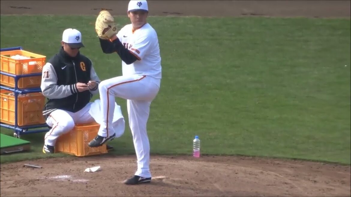巨人・馬場皐輔選手の投球練習