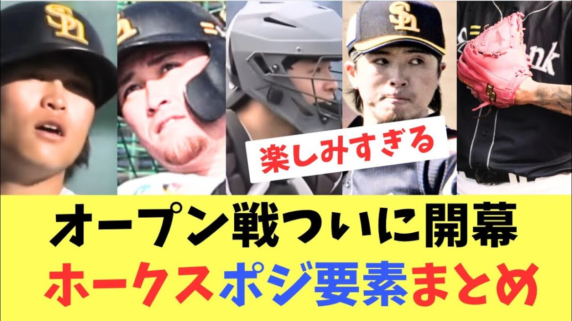 【ポジポジ】オープン戦まもなく開幕、先発は上沢！ホークスこれまでのポジ要素まとめ