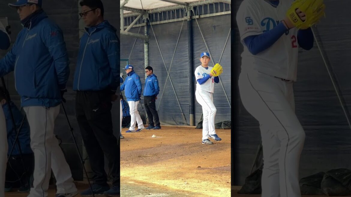 【投手・野中天翔】投球フォームのスロー映像 【5時スタ】 #中日ドラゴンズ #沖縄キャンプ #野中天翔 #shorts