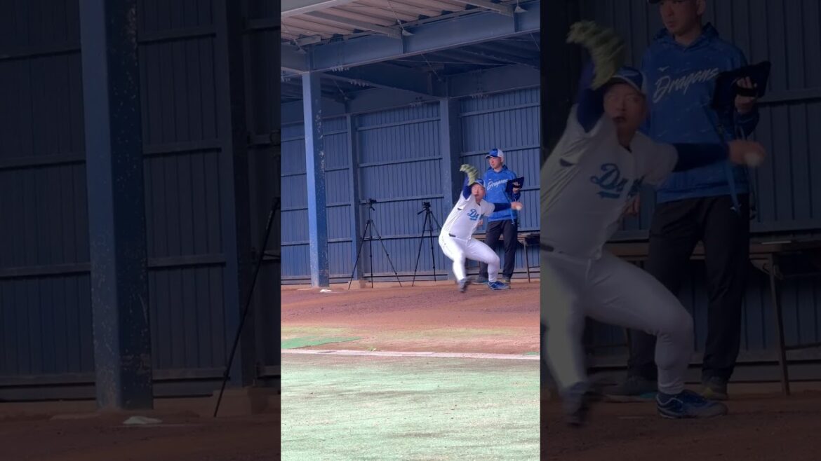 【投手・近藤廉】投球フォームのスロー映像 【5時スタ】 #中日ドラゴンズ #沖縄キャンプ #近藤廉 #shorts