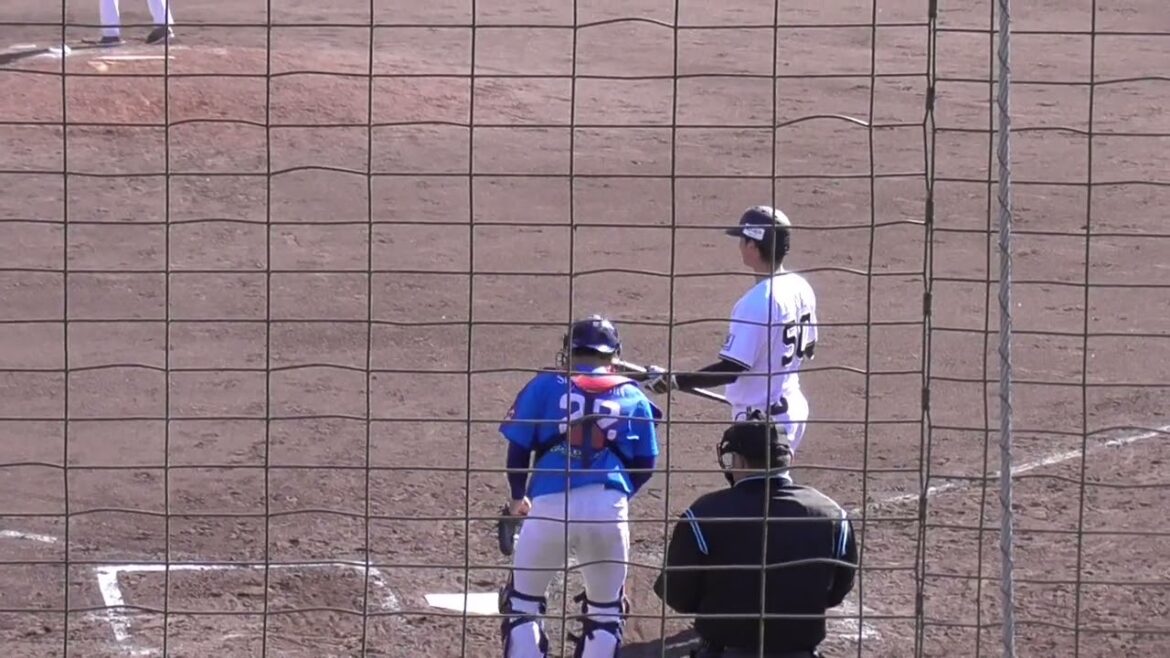 【プロ野球】2025年2月24日　オリックス　キャンプ　『VSゴールデンラークス　ドラ４山中選手　フェンス直撃の２点タイムリー　7回裏』