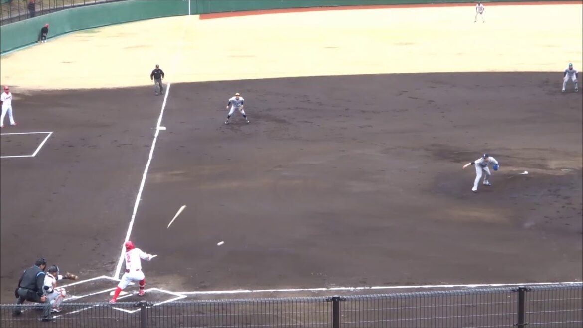 先頭の田中広輔のバットをへし折った戸田懐生、1回裏のピッチング【巨人2軍 vs 広島カープ2軍の練習試合（2025.02.23）】