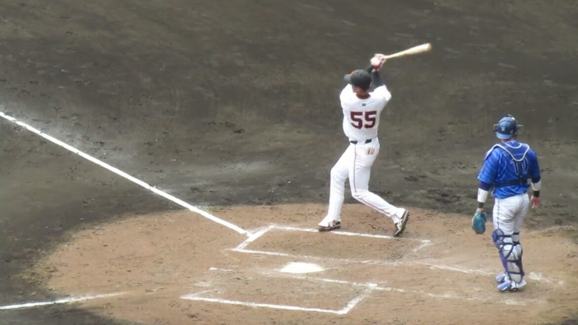【野球選手フォーム集】秋広優人 2025年版の打撃フォーム（読売ジャイアンツ 対 横浜DeNAベイスターズ 練習試合2025年2月18日）
