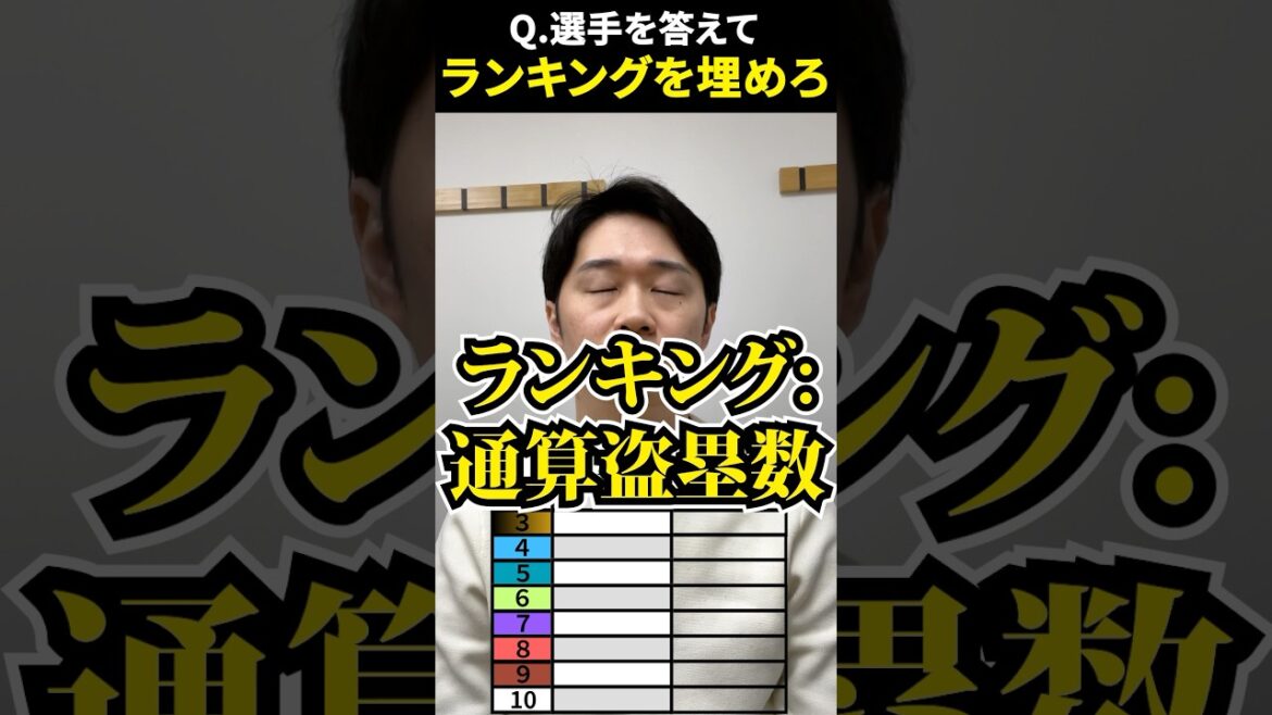 プロ野球ランキング：通算盗塁数 #プロ野球 #ランキング #西川遥輝 #周東佑京 #大島洋平