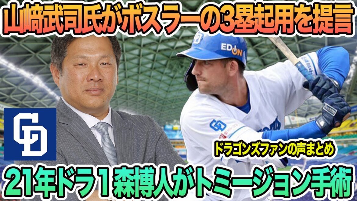 【中日】山崎武司氏がボスラーの3塁起用を提言21年ドラ2森博人がトミージョン手術　中日　ボスラー　山﨑武司　　ホームラン　石川昴也　中日ドラゴンズ　ドラゴンズ