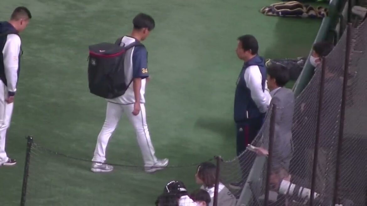 田口麗斗が練習上がり 2025年3月2日 オープン戦 東京ドーム