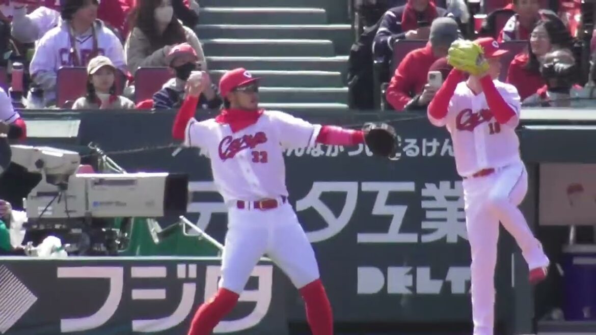 初回守りにつくカープのシート紹介！広島東洋カープvs東京ヤクルトスワローズオープン戦 2025年3月8日