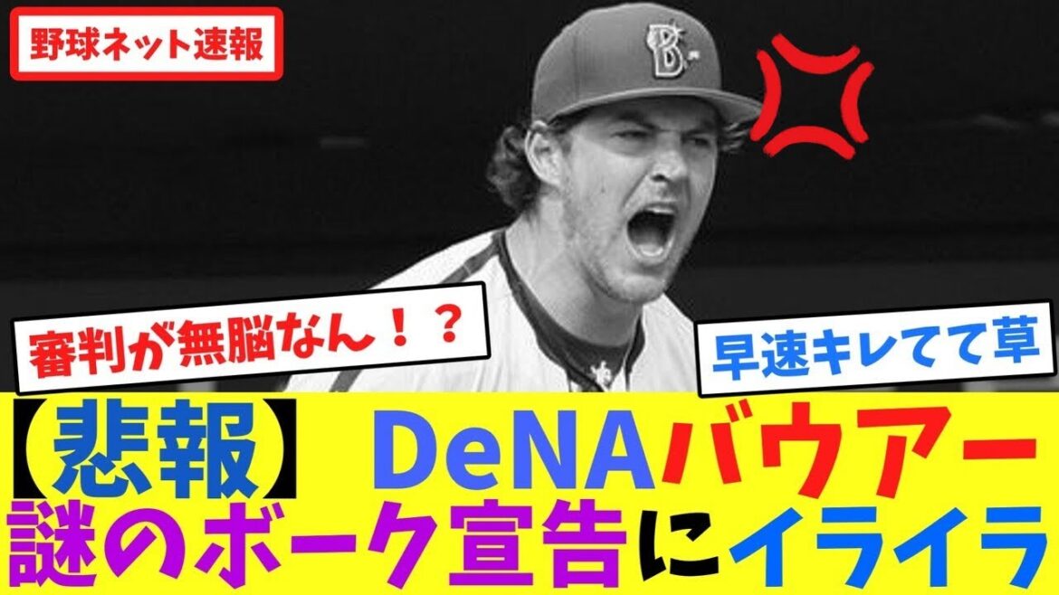 【悲報】DeNAバウアー、謎のボーク宣告にイライラ【ネット反応集】