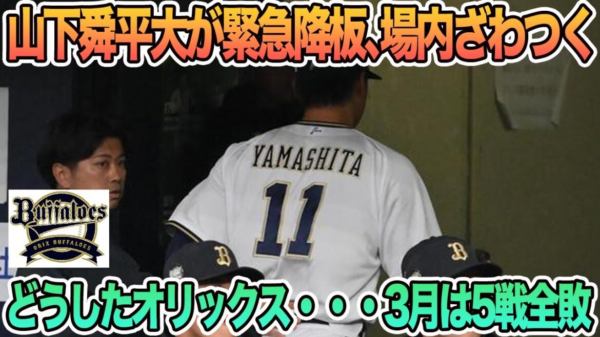 【オリックス】山下舜平大が緊急降板　場内がざわつくどうしたオリックス・・・３月は５戦全敗　オリックス　　オープン戦　　　FA　　オリックス　春季キャンプ　バファローズ　　岸田監督