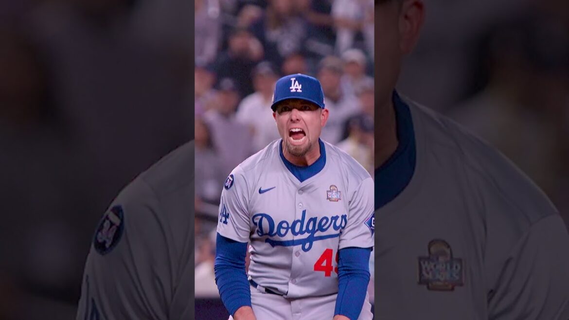 Blake Treinen was HYPED after this strikeout #mlb #baseball #Dodgers #yankees #Worldseries