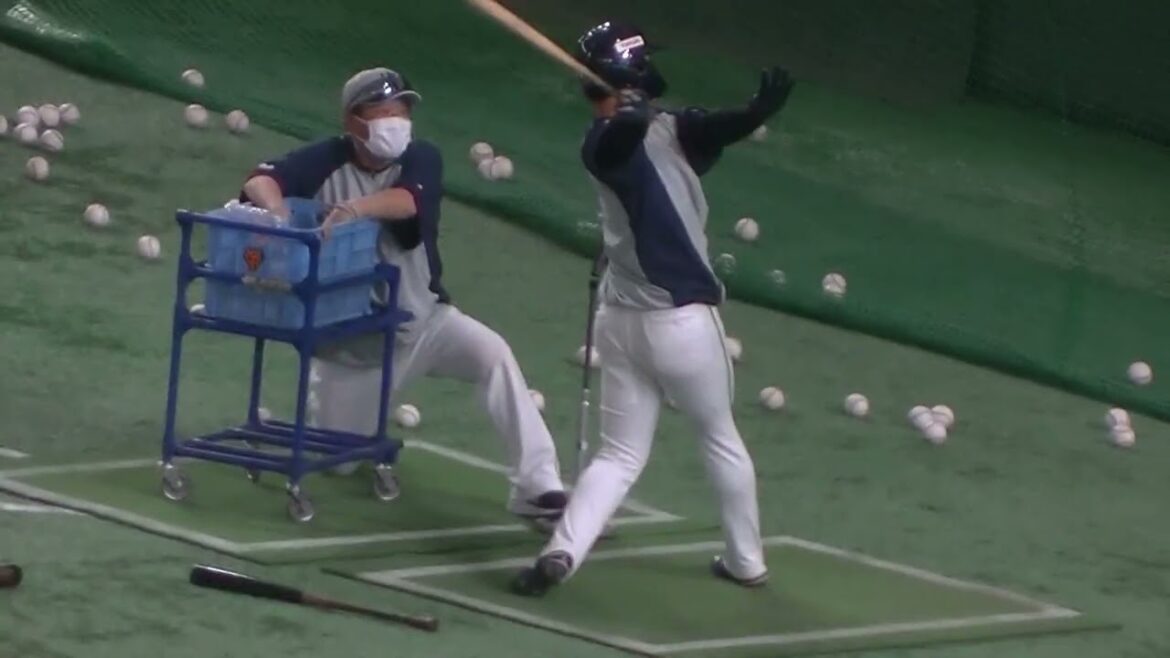 スワローズ武岡龍世のティーバッティング2025年3月2日 オープン戦 東京ドーム