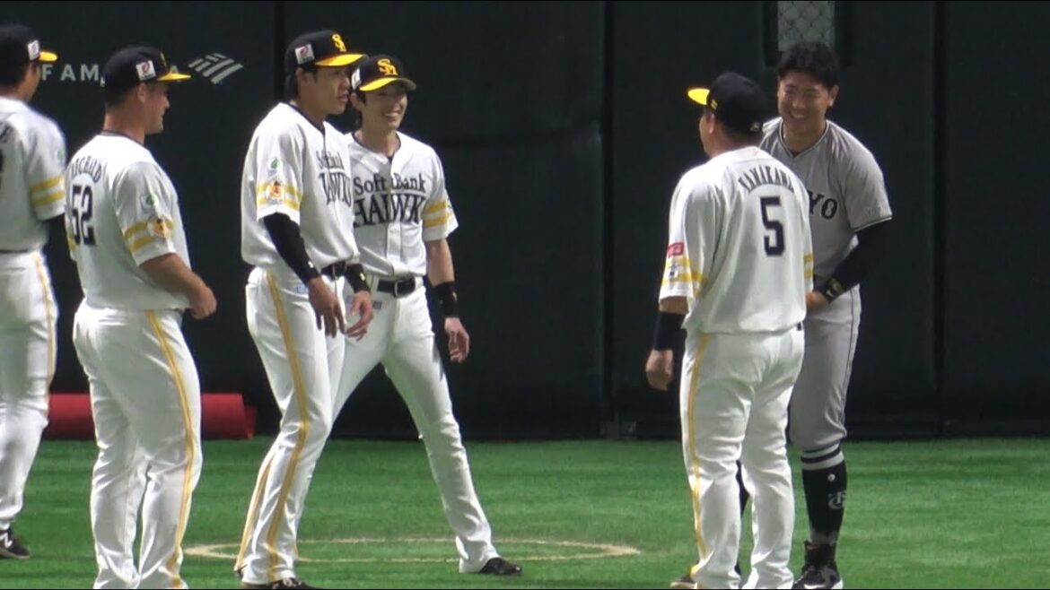 仲良すぎ😍巨人岡本和真＆大城卓三がホークス選手から大人気😍柳田悠岐・周東佑京・近藤健介・山川穂高・甲斐拓也🥰2025.3.13
