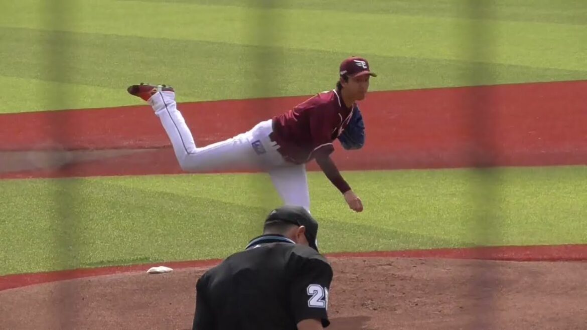 2025年3月 春季教育リーグ 東北楽天・ 岸 孝之 投手の準備投球（ボールデッド中）