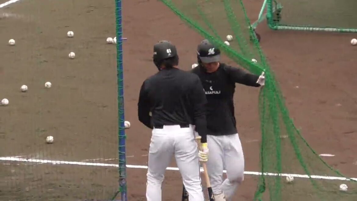 2025年2月 千葉ロッテ 山本 大斗 選手のフリー打撃練習