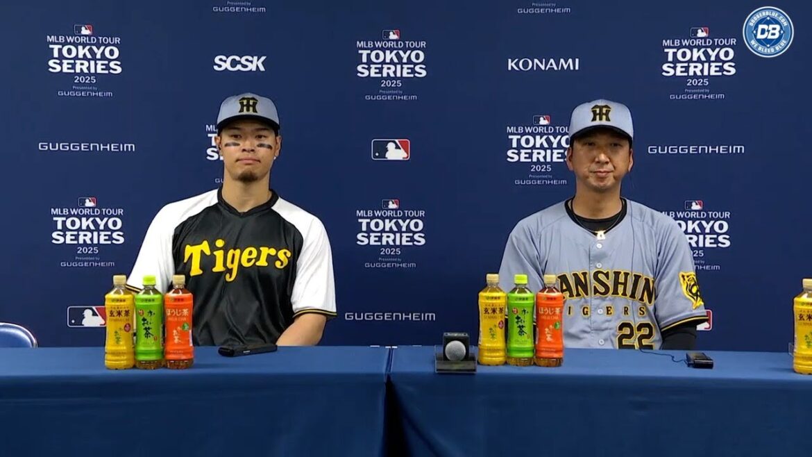 東京シリーズ: 阪神タイガース・佐藤輝昭、ドジャース戦後に記者会見 (Tokyo Series: Hanshin Tigers press conference after Dodgers game) 東京シリーズ: 阪神タイガース・佐藤輝昭、ドジャース戦後に記者会見 (Tokyo Series: Hanshin Tigers press conference after Dodgers game)