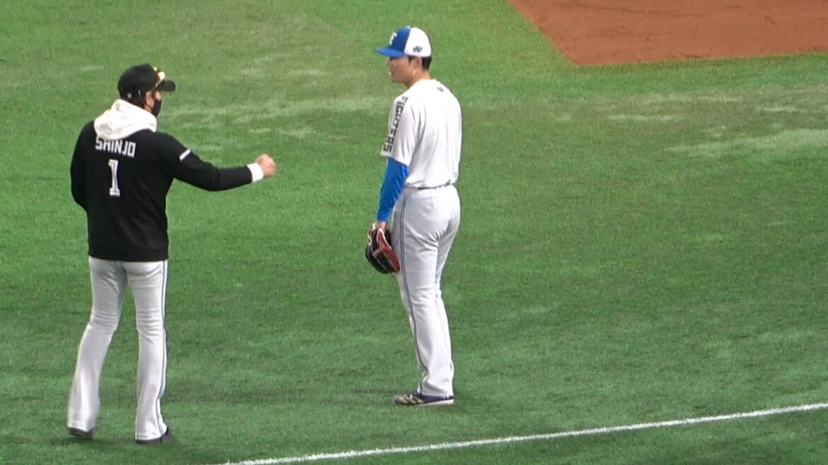 清宮幸太郎と新庄監督の絡みがエモい守備練習！奈良間､吉田賢吾､万波中正､水谷瞬､石井一成【北海道日本ハムファイターズオープン戦試合前】清宮の投球練習も